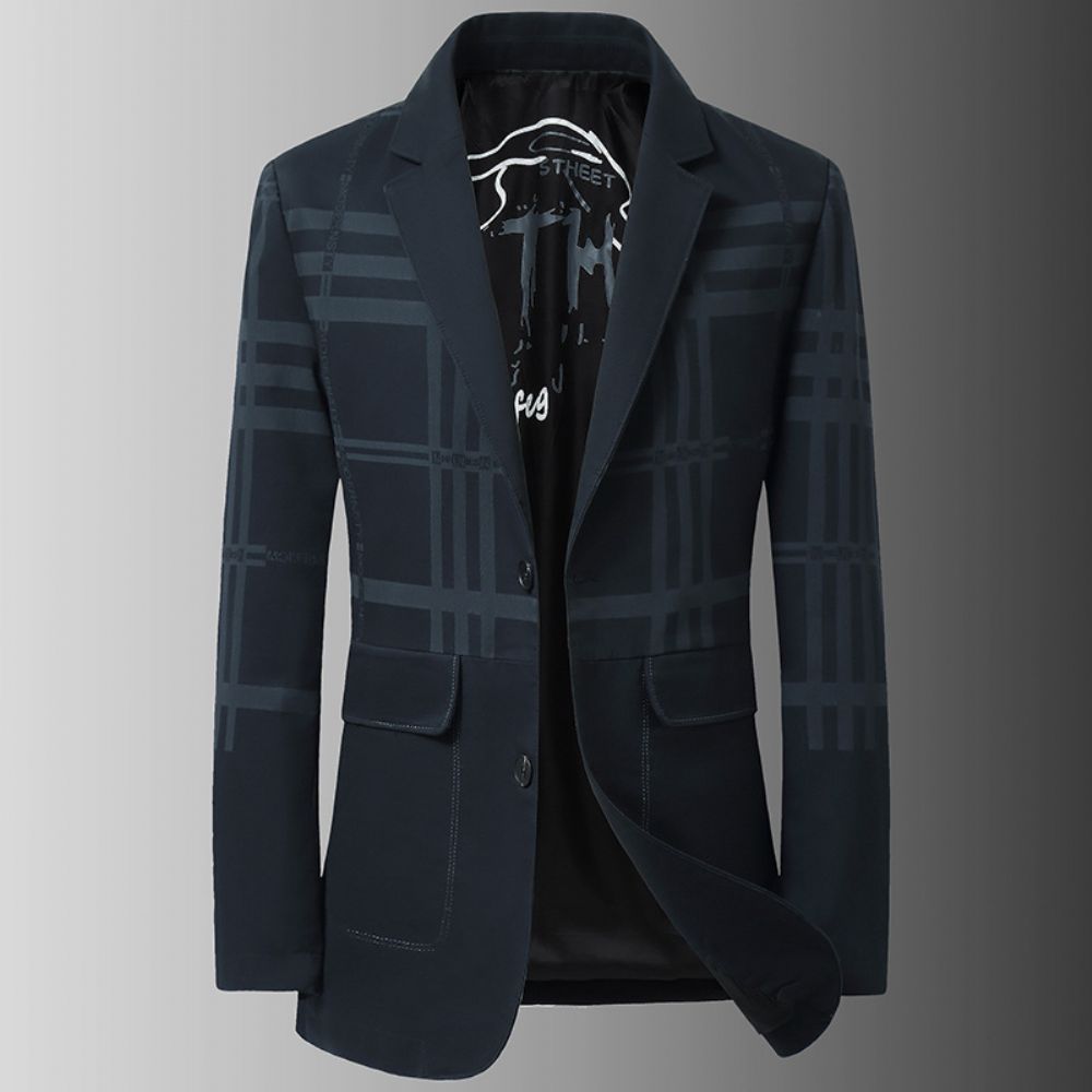 Veste Costume Printemps Décontracté Pour Hommes Luxe Léger Style Britannique Imprimé Mince Coupe Ajustée Petit