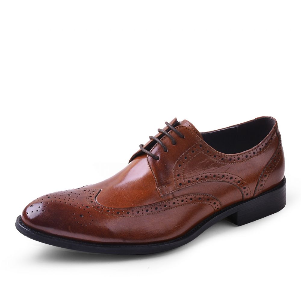 2024 Automne Chaussures En Cuir Britannique Brock Sculpté Pour Hommes Affaires Formelles