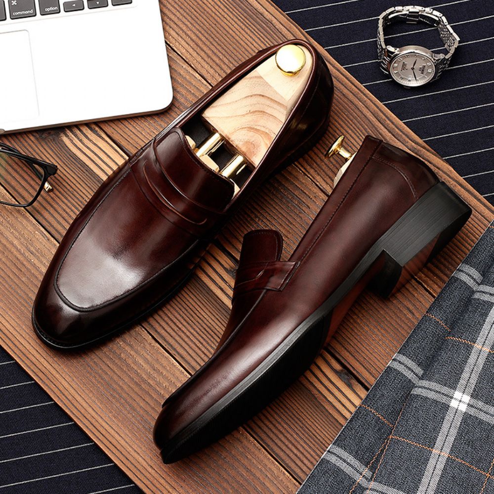 2024 Chaussures En Cuir Hommes Affaires Robe Formelle Bureau Été Mode Pédale Pour Mariage