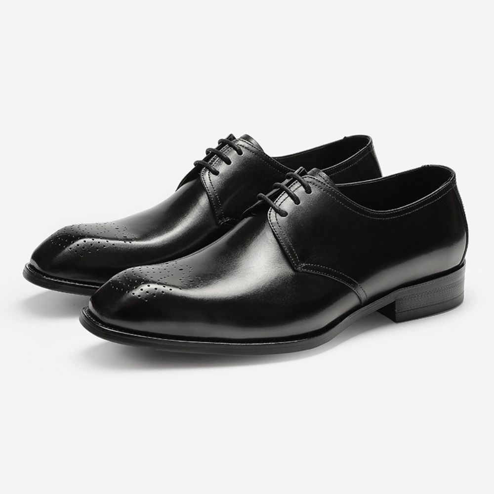 2024 Printemps Et Été Chaussures En Cuir Pour Hommes À La Main Style Haut Gamme Petit Bout Carré Lacets