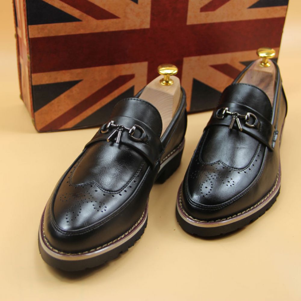 Bullock Chaussures Pour Hommes En Cuir Britanniques Ensemble Pieds Semelle Caoutchouc Respirant Jeunes Simples