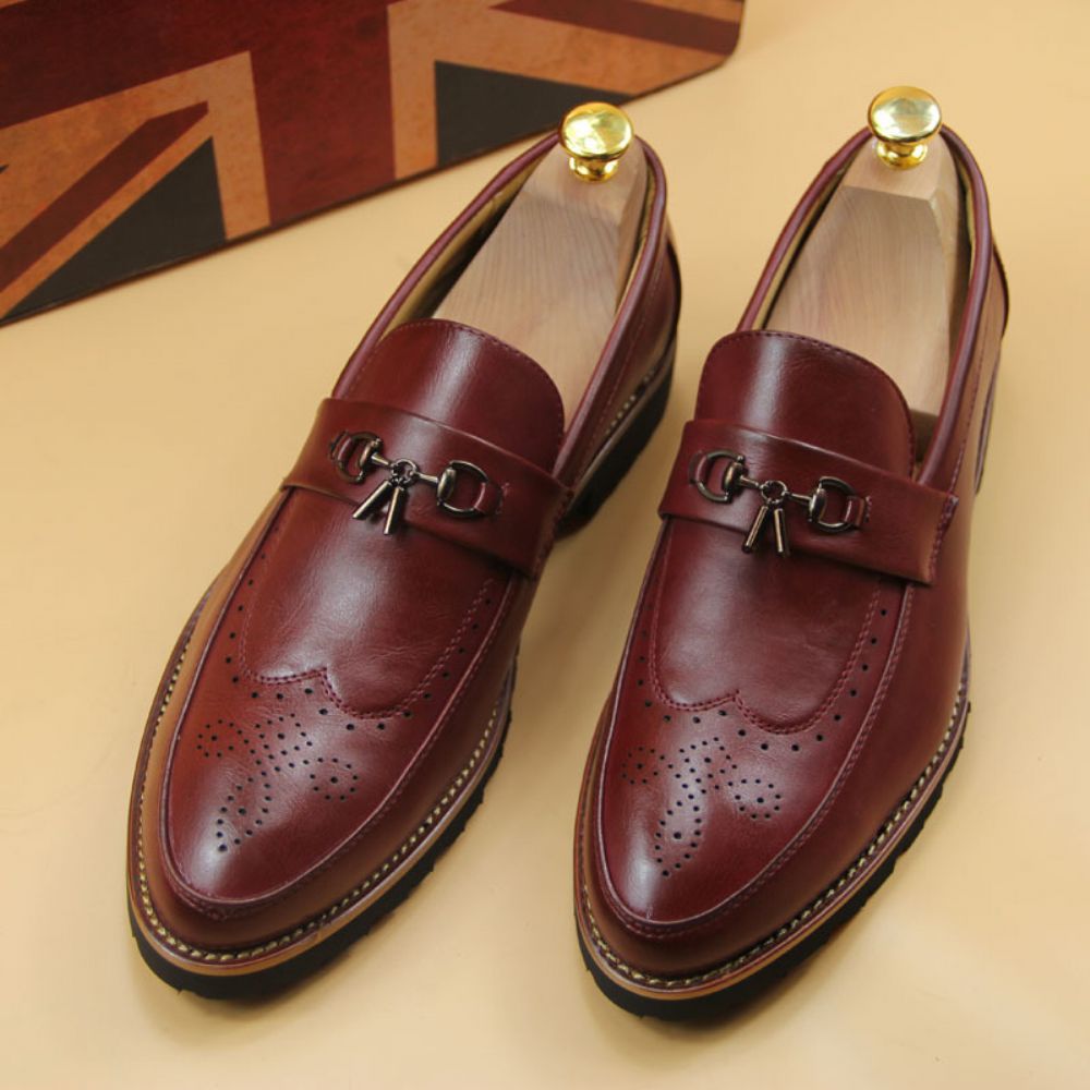 Bullock Chaussures Pour Hommes En Cuir Britanniques Ensemble Pieds Semelle Caoutchouc Respirant Jeunes Simples