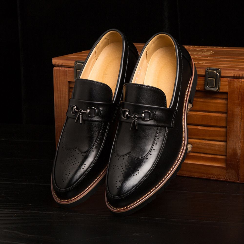 Bullock Chaussures Pour Hommes En Cuir Britanniques Ensemble Pieds Semelle Caoutchouc Respirant Jeunes Simples