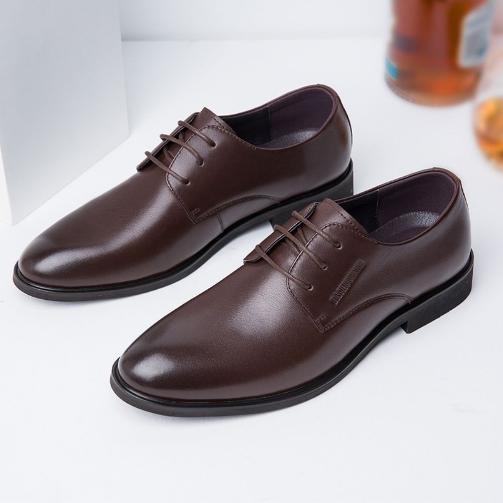 Chaussures D'affaires Formelles En Cuir Pour Hommes Printemps Et Été Décontractées À Semelle Souple Bout Rond Travail Lacets Respirantes