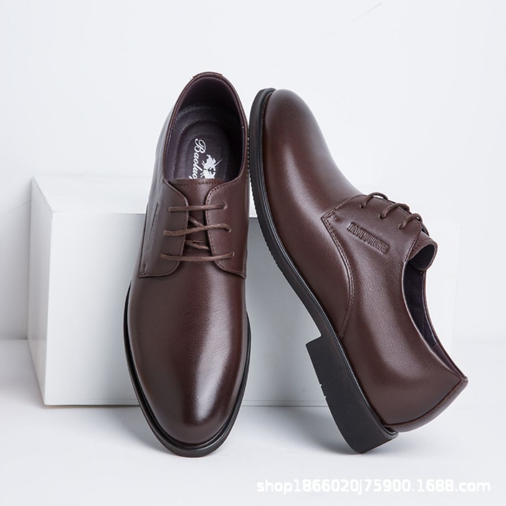 Chaussures D'affaires Formelles En Cuir Pour Hommes Printemps Et Été Décontractées À Semelle Souple Bout Rond Travail Lacets Respirantes