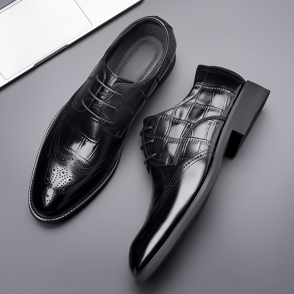 Chaussures En Cuir D'affaires Pour Hommes Haut Gamme Sauvage Britannique Faites À La Main Confortables