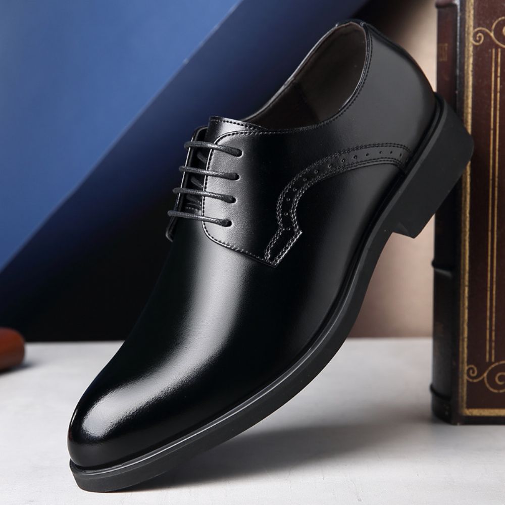 Chaussures En Cuir Basses Pour Hommes Affaires Vêtements Cérémonie Respirant Jeunes Sport Britanniques Bout Pointu À Semelles Épaisses