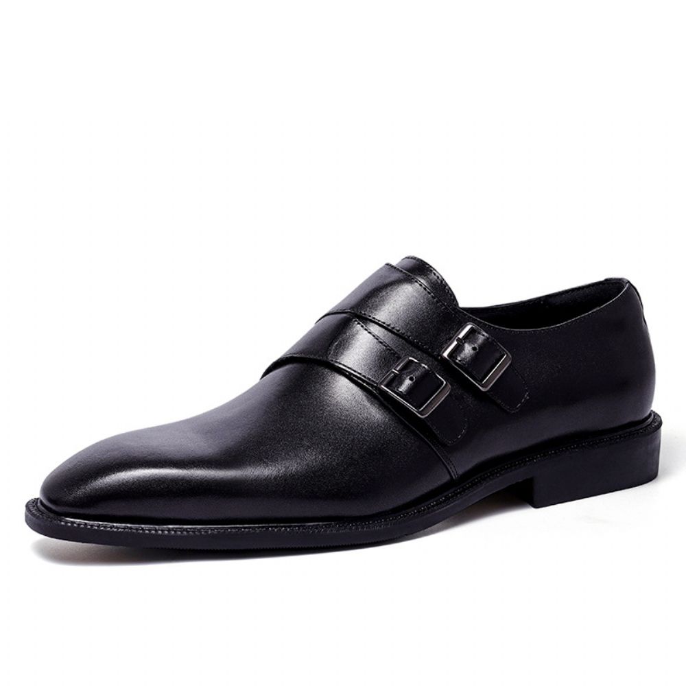 Chaussures En Cuir Décontractées D'affaires Pour Hommes Boucle Respirantes Simples Formelles Britanniques