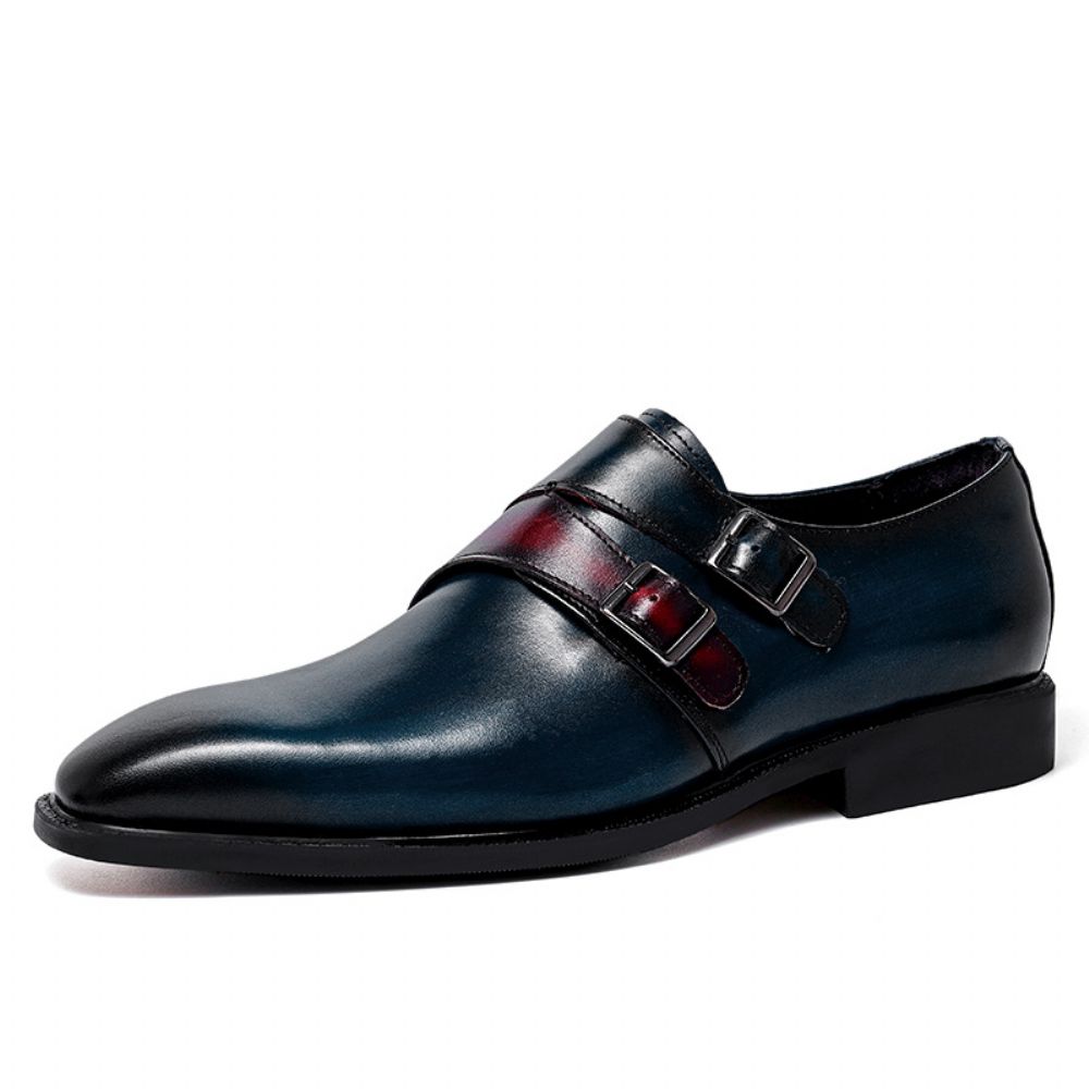 Chaussures En Cuir Décontractées D'affaires Pour Hommes Boucle Respirantes Simples Formelles Britanniques