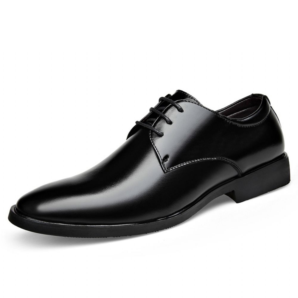 Chaussures En Cuir Formelles Hommes Britannique Noir Bout Pointu Tendance Affaires Décontractées Fond Souple Surface Pour