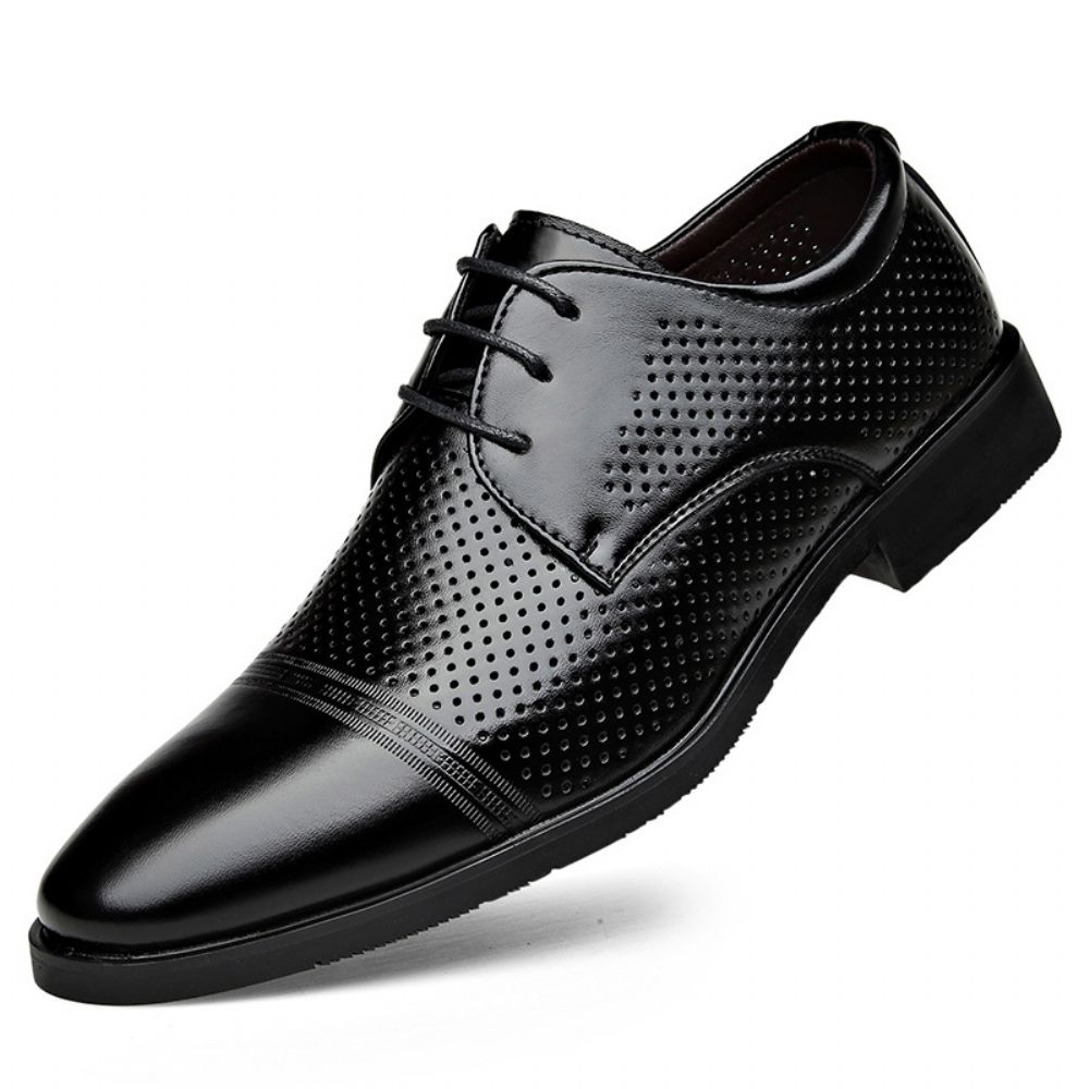 Chaussures En Cuir Formelles Hommes Britannique Noir Bout Pointu Tendance Affaires Décontractées Fond Souple Surface Pour