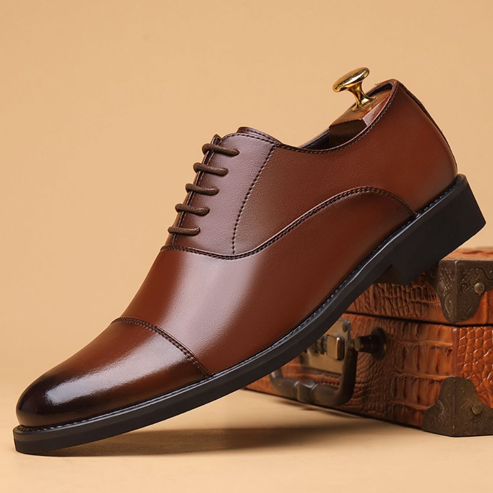 Chaussures En Cuir Formelles Pour Hommes Britanniques Pointues Mariage Marié Décontractées