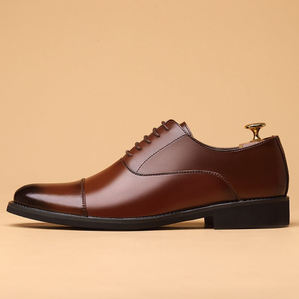 Chaussures En Cuir Formelles Pour Hommes Britanniques Pointues Mariage Marié Décontractées