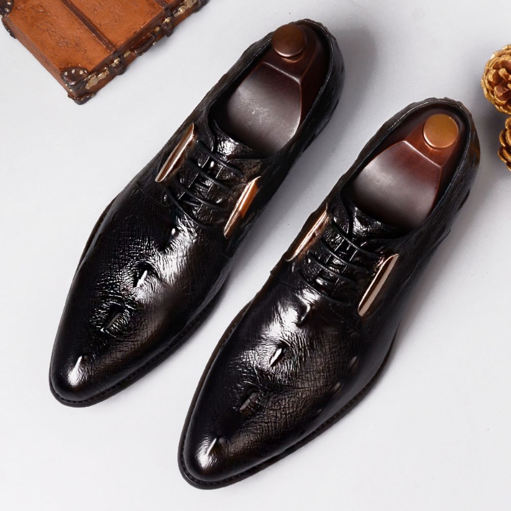 Chaussures En Cuir Formelles Pour Hommes À Motif Crocodile D'été Vachette Britanniques Simples D'affaires D'âge Moyen