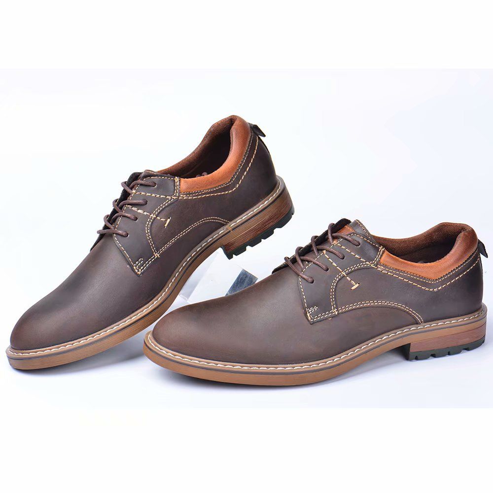 Chaussures En Cuir Habillées Pour Hommes Bout Pointu Britannique Rehaussant Grande Taille