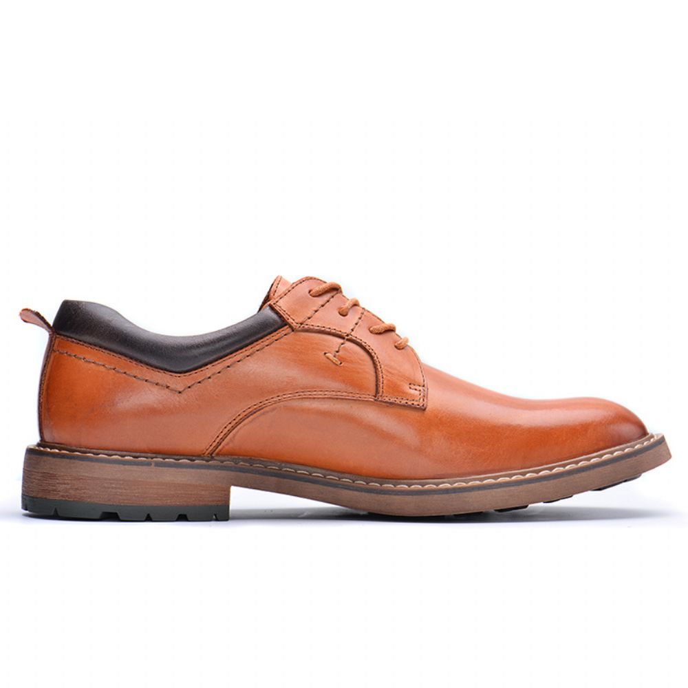 Chaussures En Cuir Habillées Pour Hommes Bout Pointu Britannique Rehaussant Grande Taille