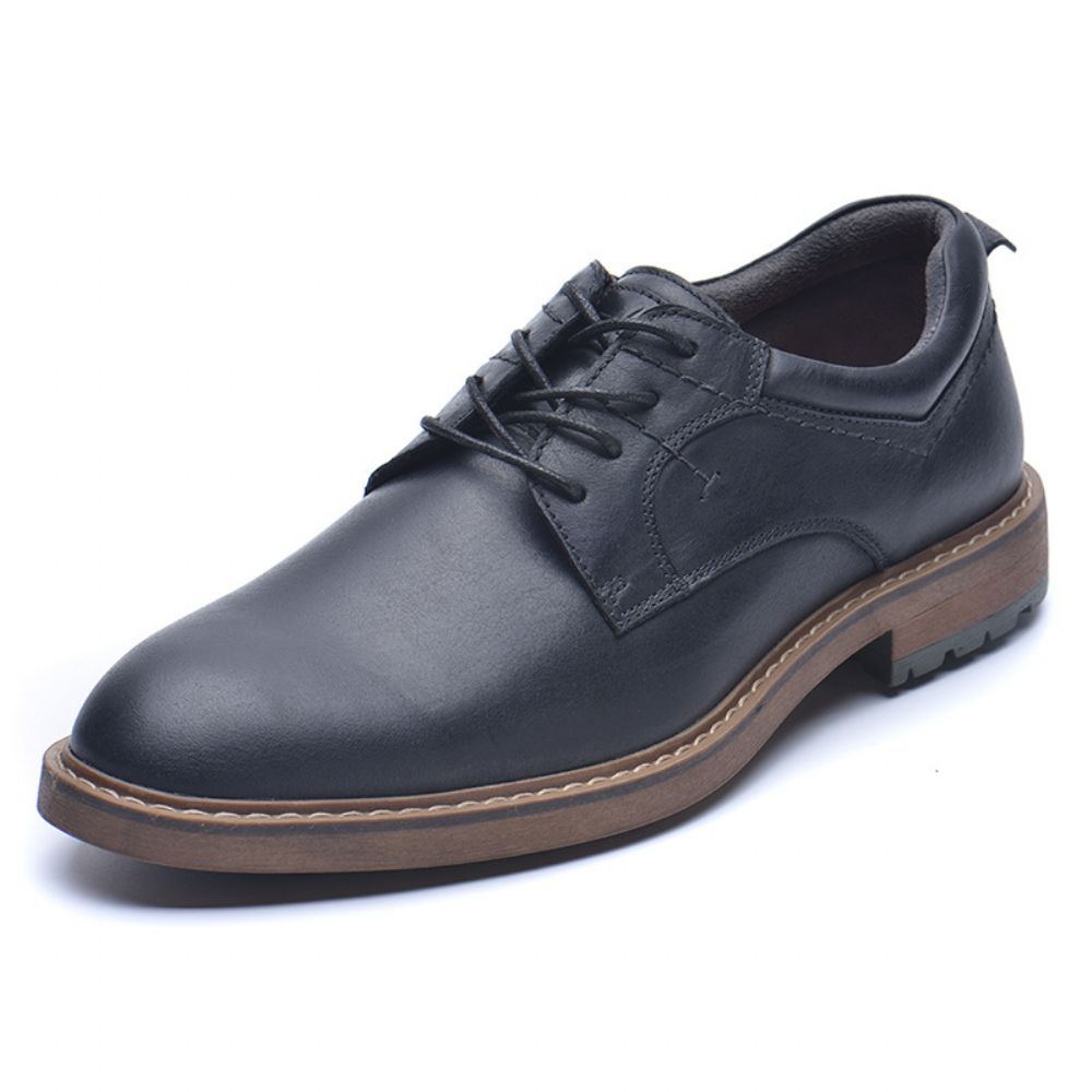 Chaussures En Cuir Habillées Pour Hommes Bout Pointu Britannique Rehaussant Grande Taille