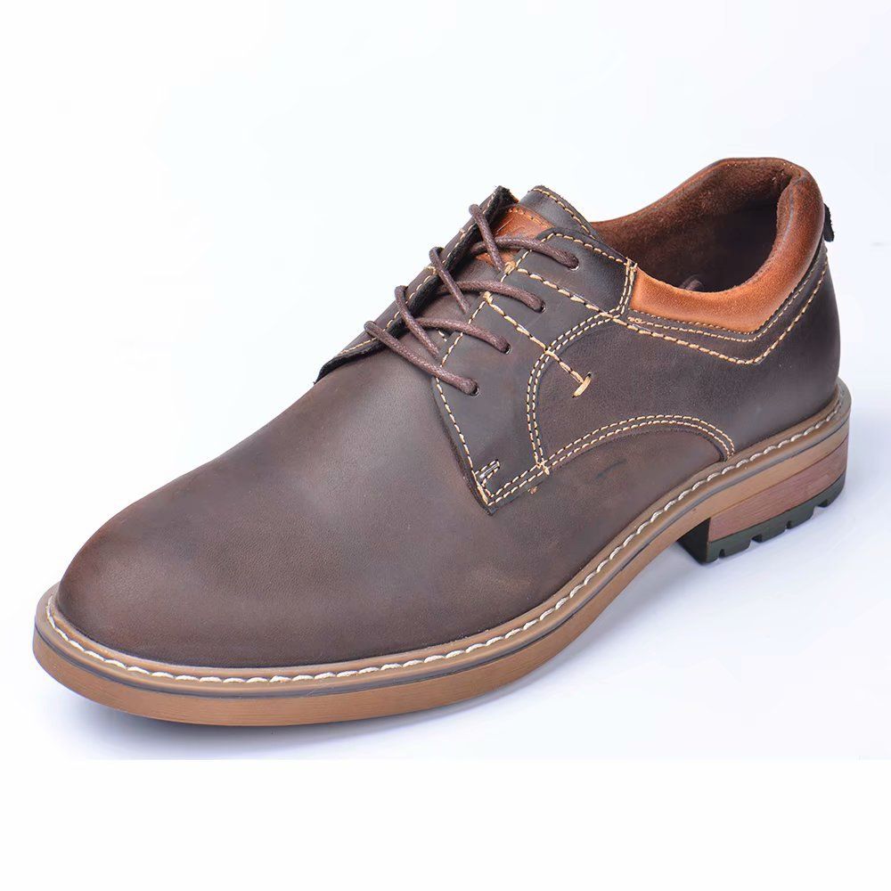 Chaussures En Cuir Habillées Pour Hommes Bout Pointu Britannique Rehaussant Grande Taille