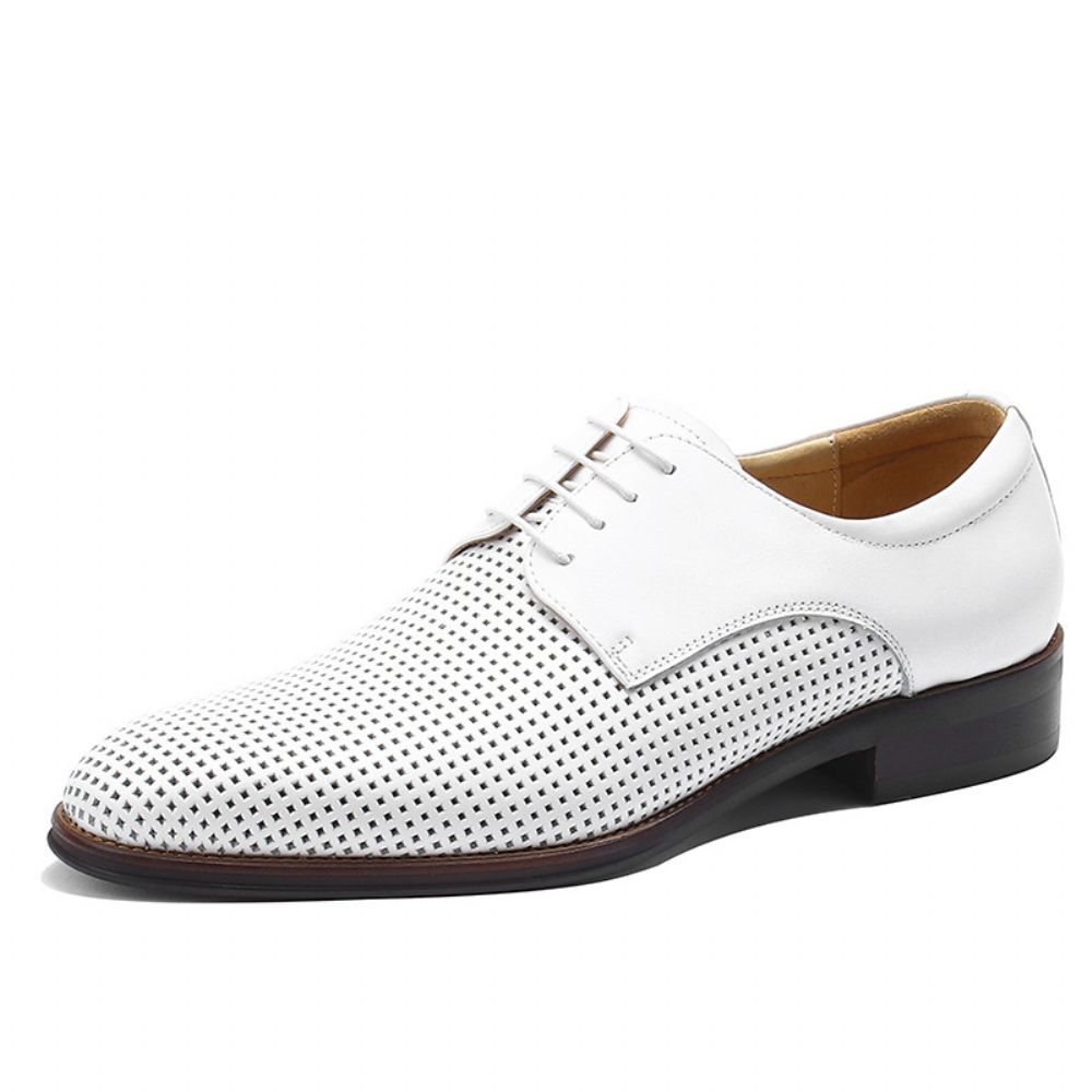 Chaussures En Cuir Pour Hommes D'affaires Décontractées Vachette Creux Derby Britannique Mode Respirant Robe Formelle Mariage Professionnels