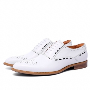 Chaussures En Cuir Hommes D'affaires Formelles Décontracté Britannique Blanc Sculpté Jeunesse Mariage Marié Tendance