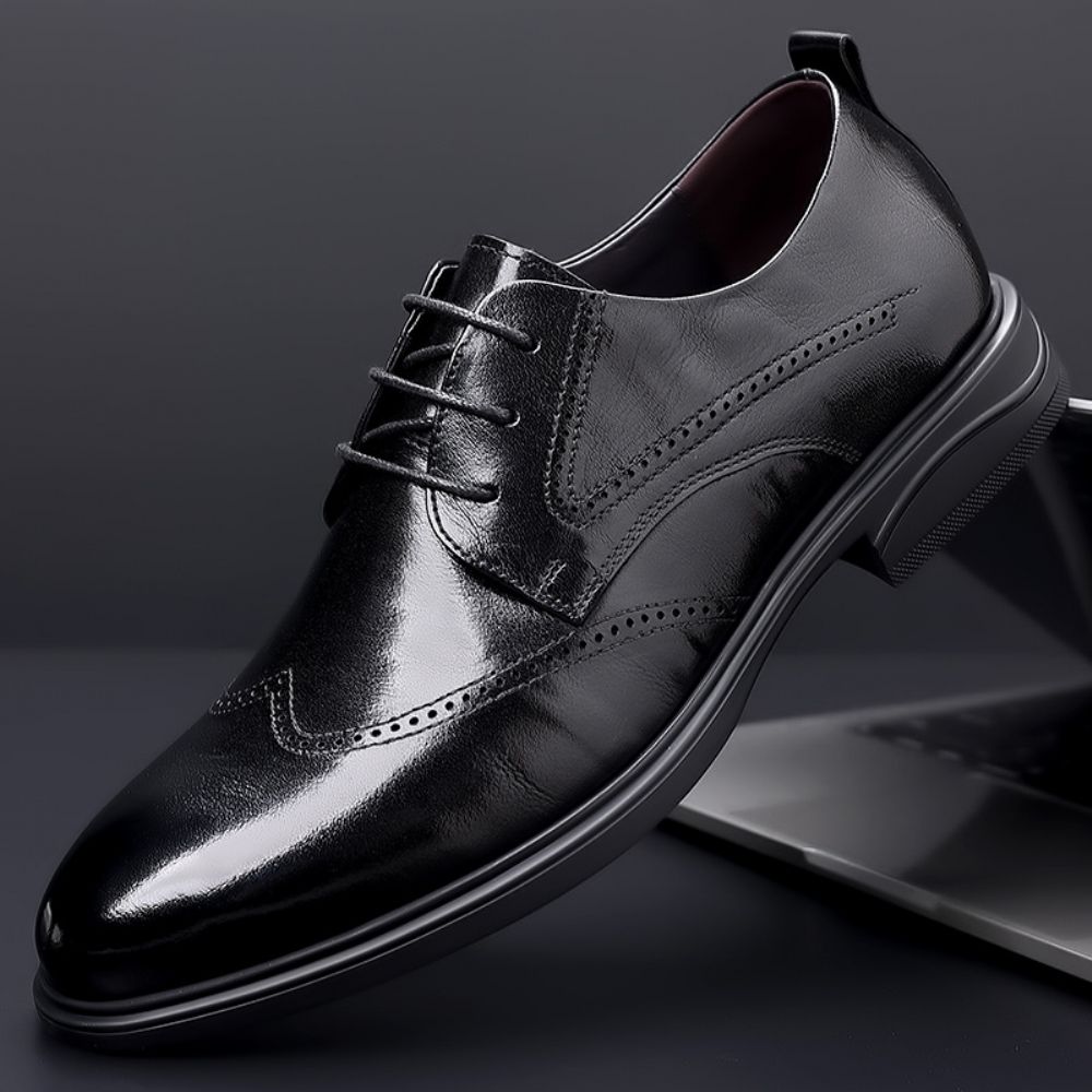 Chaussures En Cuir Pour Hommes Brock British Business Décontractées Noires Robe