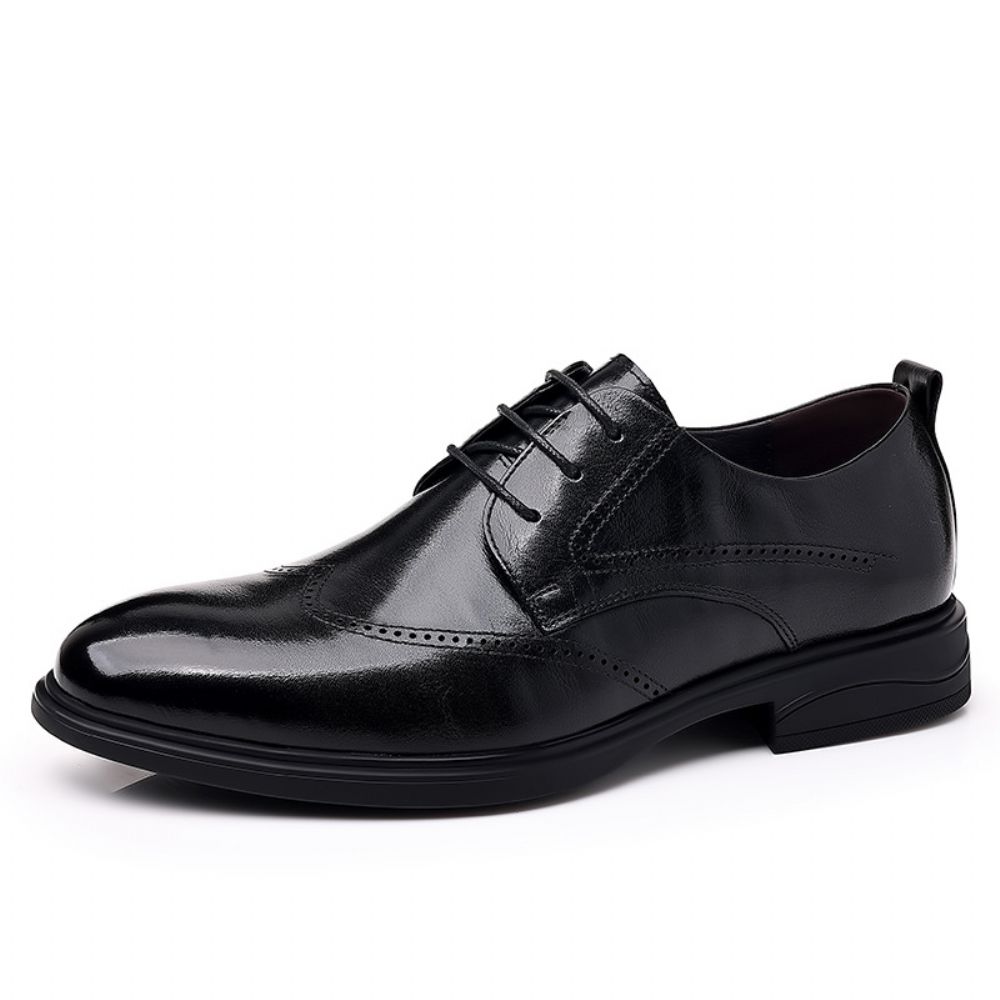 Chaussures En Cuir Pour Hommes Brock British Business Décontractées Noires Robe