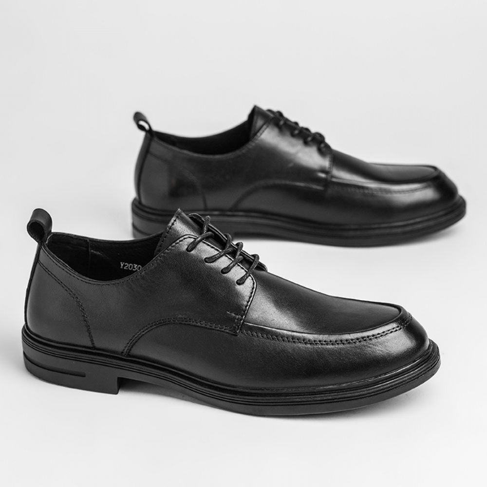 Chaussures En Cuir Pour Hommes Printemps Couche Supérieure Peau Vache Formelles Noir Respirant À Semelle Souple Décontractées D'affaires