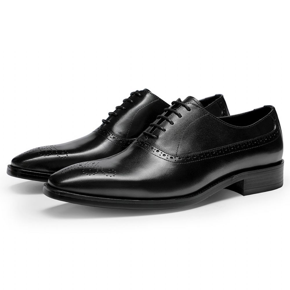 Chaussures En Cuir Pour Hommes Quatre Saisons À Lacets Vachette Oxford Mode All-match Jeunes