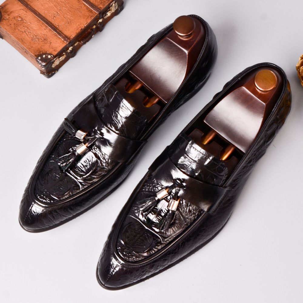 Chaussures Formelles Hommes En Cuir Britannique Oo Motif Poisson Pour Gland Décontractées