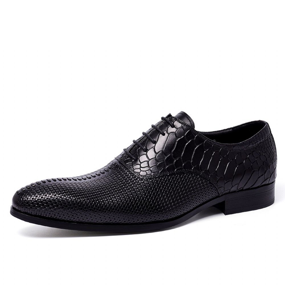 Chaussures Habillées D'affaires En Cuir Mariage Pour Hommes À Lacets Tendance Britanniques Décontractées Vachette Noir