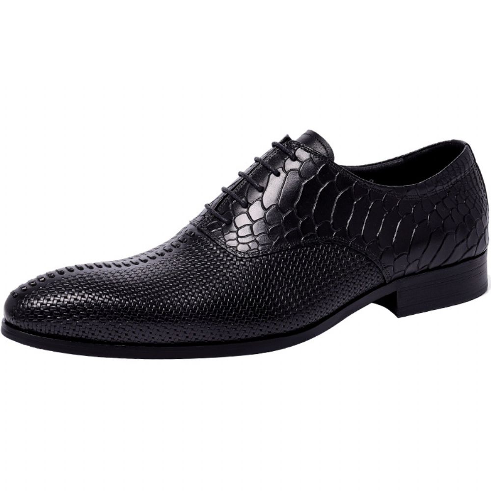 Chaussures Habillées D'affaires En Cuir Mariage Pour Hommes À Lacets Tendance Britanniques Décontractées Vachette Noir