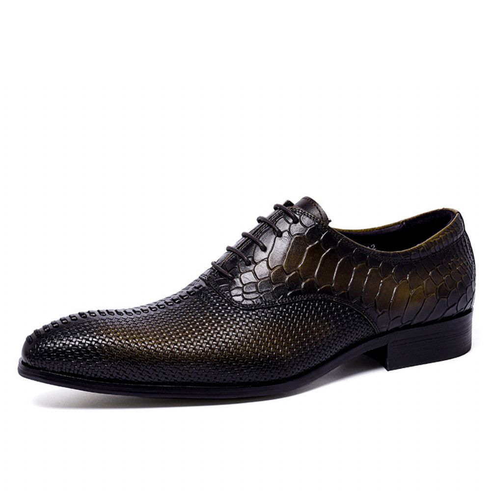 Chaussures Habillées D'affaires En Cuir Mariage Pour Hommes À Lacets Tendance Britanniques Décontractées Vachette Noir