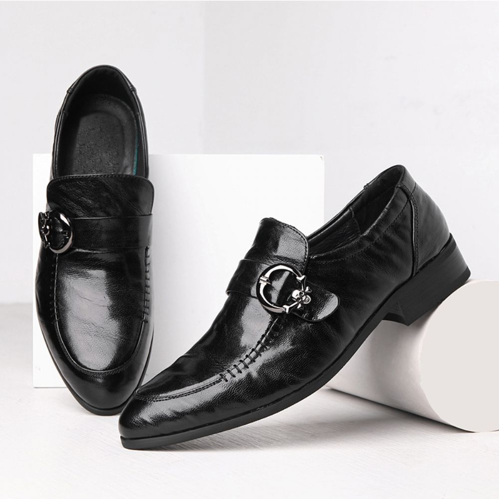 Chaussures Pour Hommes En Cuir Véritable Couche Supérieure Robe Peau Mouton Ensemble D'affaires Bout Pointu Travail Banlieue Britanniques