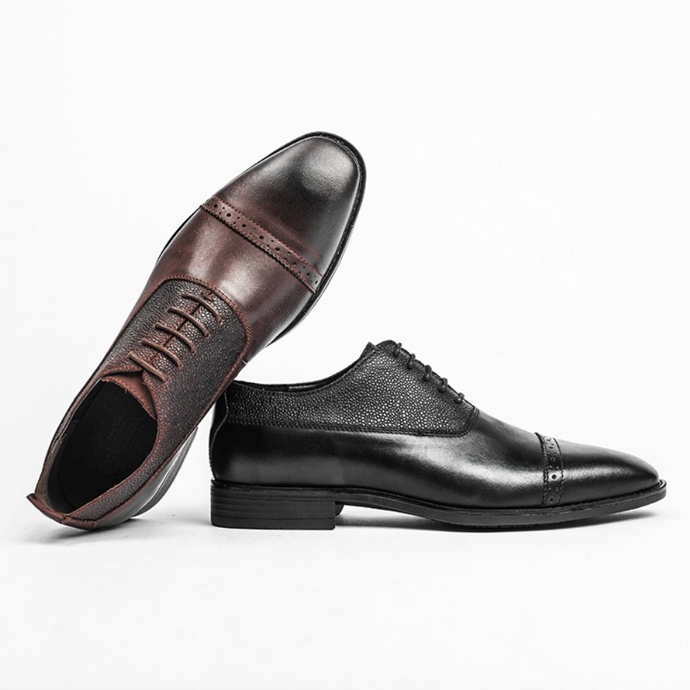 Chaussures Pour Hommes Printemps Style Britannique D'âge Moyen Rétro Affaires Derby Première Couche En Cuir Vachette Décontracté