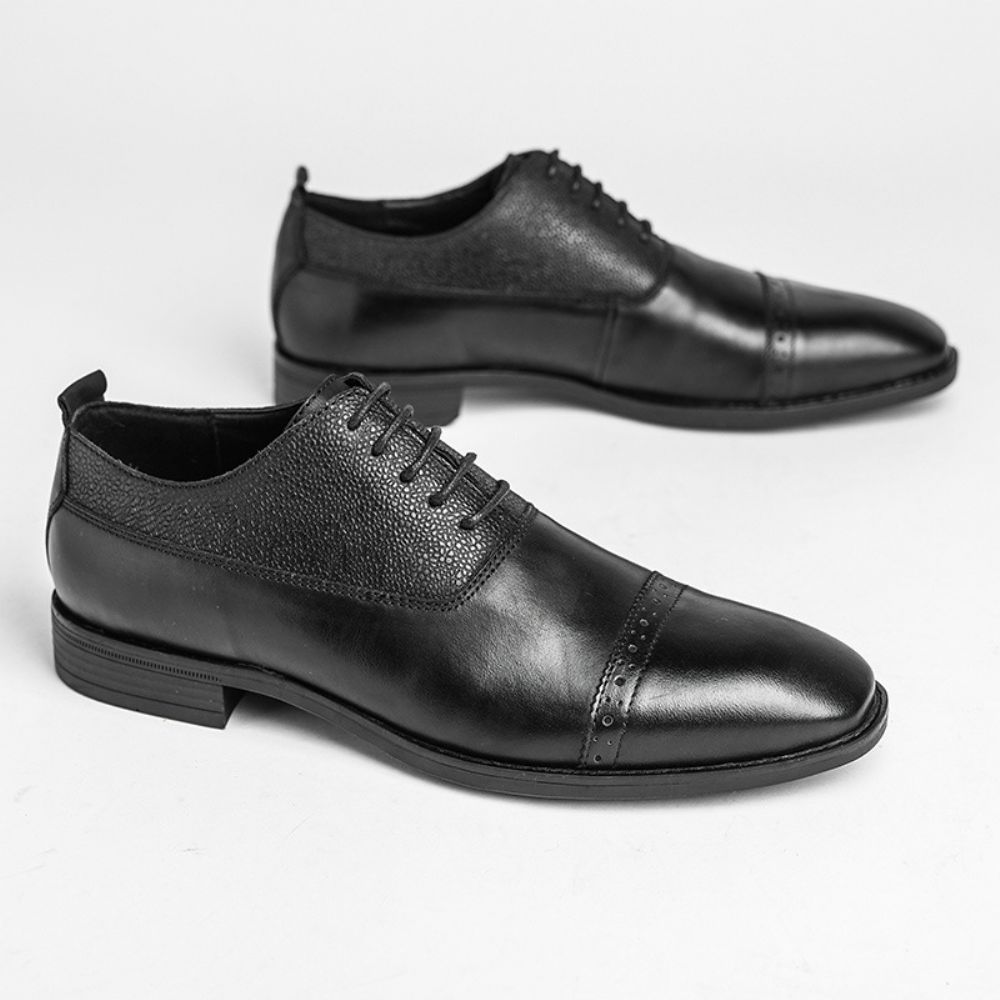 Chaussures Pour Hommes Printemps Style Britannique D'âge Moyen Rétro Affaires Derby Première Couche En Cuir Vachette Décontracté