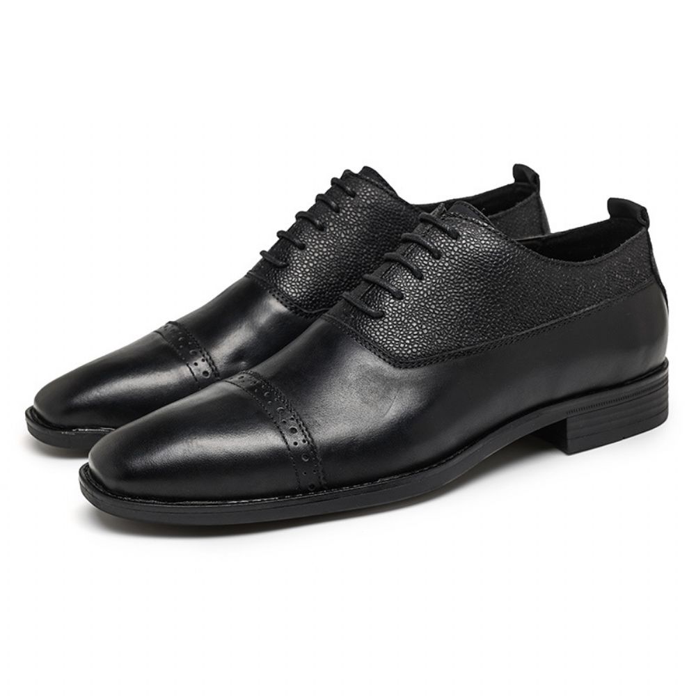 Chaussures Pour Hommes Printemps Style Britannique D'âge Moyen Rétro Affaires Derby Première Couche En Cuir Vachette Décontracté