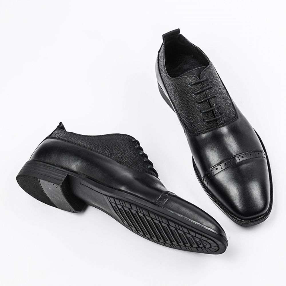 Chaussures Pour Hommes Printemps Style Britannique D'âge Moyen Rétro Affaires Derby Première Couche En Cuir Vachette Décontracté