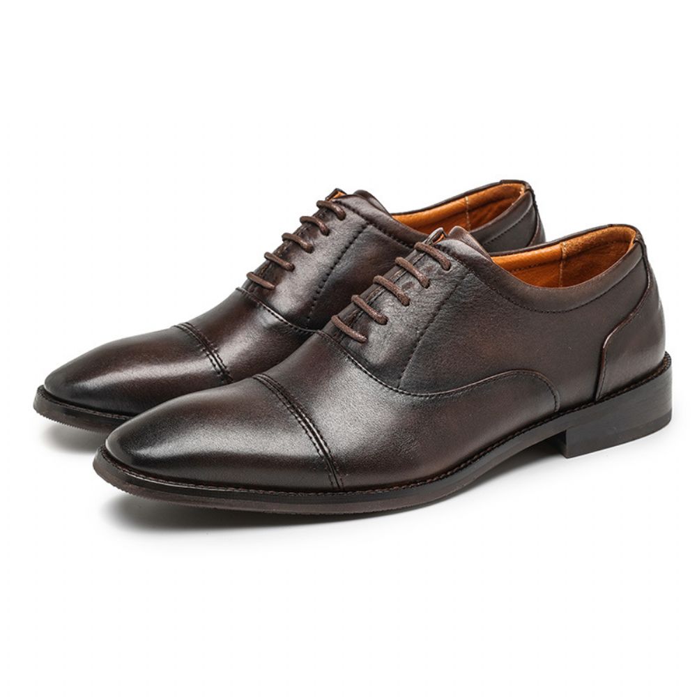 Couche D'orteil En Cuir Pour Hommes Chaussures Formelles D'affaires Vachette Bureau Mariage Derby Britanniques À Bout Carré