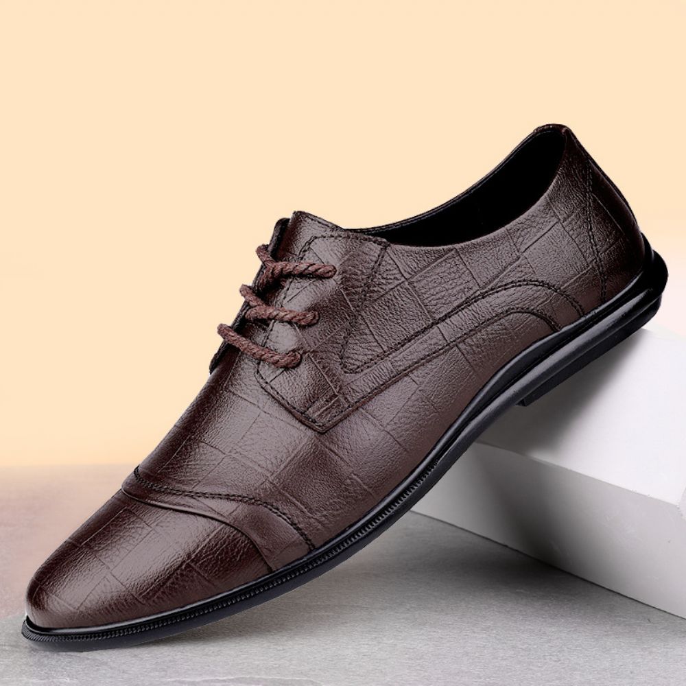 Couverture Orteil Première Couche Cuir Vachette Conduite Noir Affaires Chaussures En Bas Haut Pointu Bureau Formel Décontractées Pour Hommes