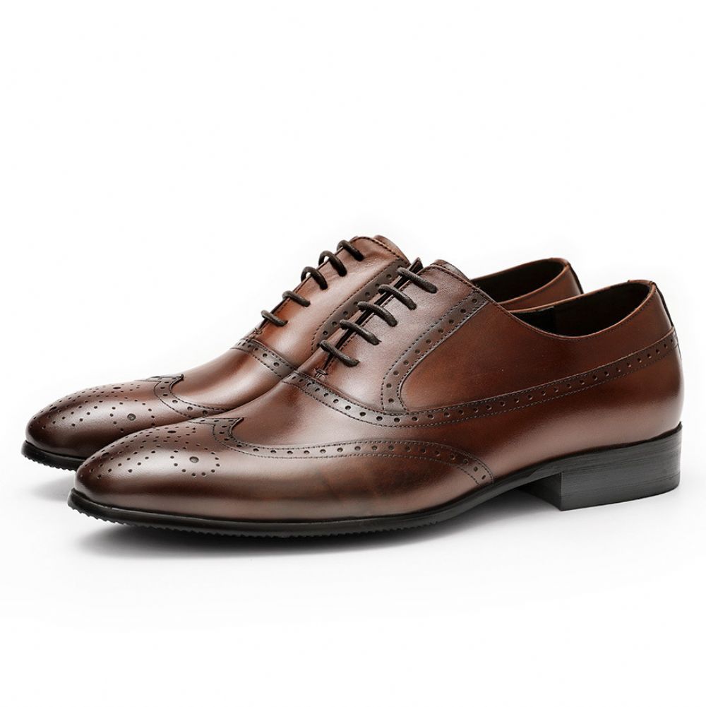 Four Seasons Chaussures En Cuir Pour Homme British Carved Business Lace-up First Layer Leather Suit