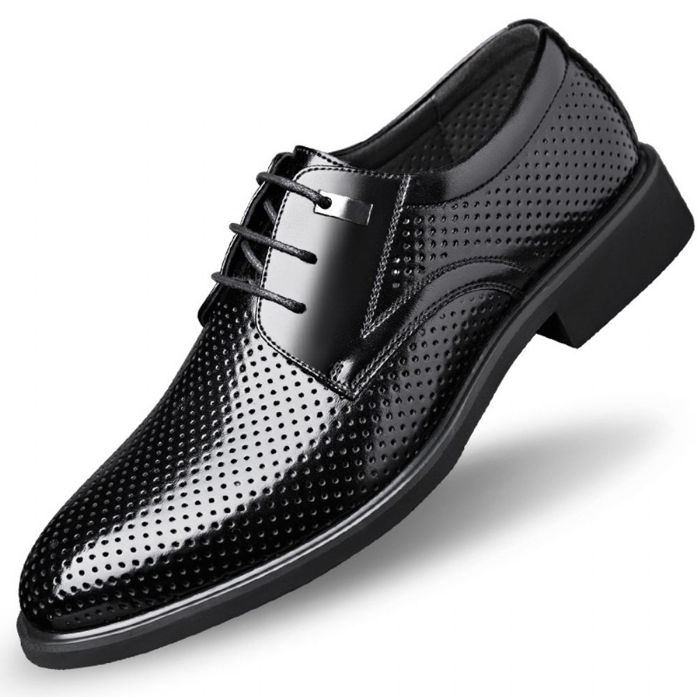 Printemps Grande Taille Chaussures Basses Pour Hommes Intérieur Rehaussé D'affaires Formelles En Cuir Creux Mariage Marié