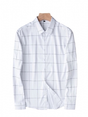 Chemise À Carreaux Luxe Légère Et Soyeuse Sans Fer Pour Hommes Manches Longues Été Automne 2024 En Soie Glace Travail Professionnel Mince Affaires Légères