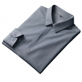 Simple Affaires Chemise Décontractée Hommes 2024 Printemps Et Automne Section Mince Couleur Unie Sans Fer À Manches Longues Gris