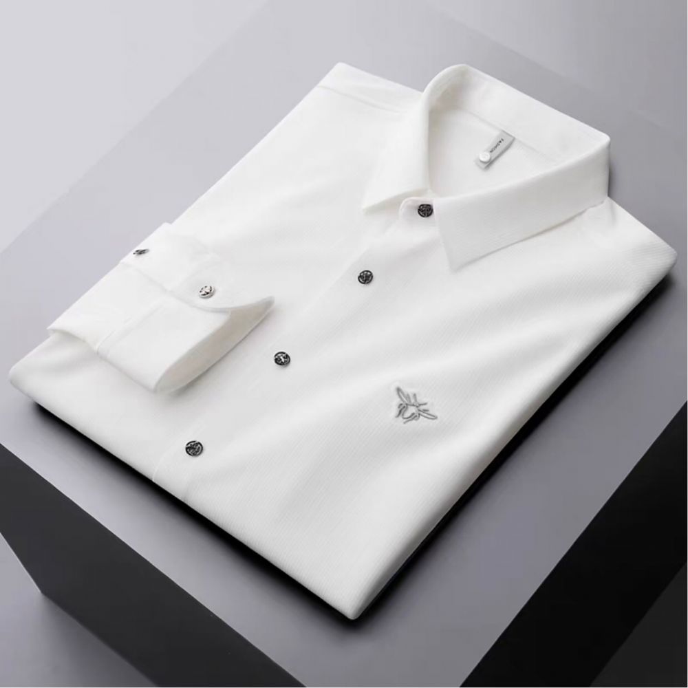 Travail Professionnel Chemise À Manches Longues Insigne Pour Hommes Automne Et Hiver Léger Affaires Stretch Sans Couture Repassage