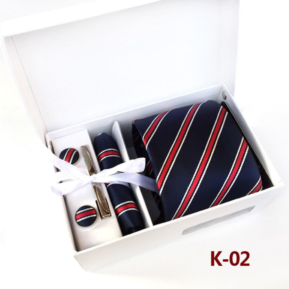 2024 Coffret Cadeau Cravate Pour Homme Ensemble 6 Pièces Poche Col Carré Clip Manchette