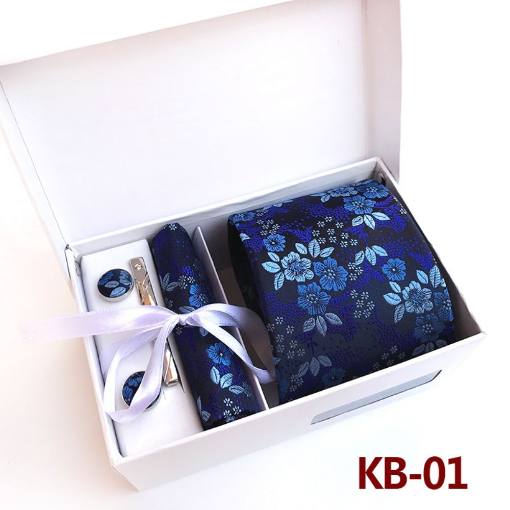 Coffret Cadeau Cravate Pour Homme Ensemble 6 Pièces Mariage À Grande Fleur