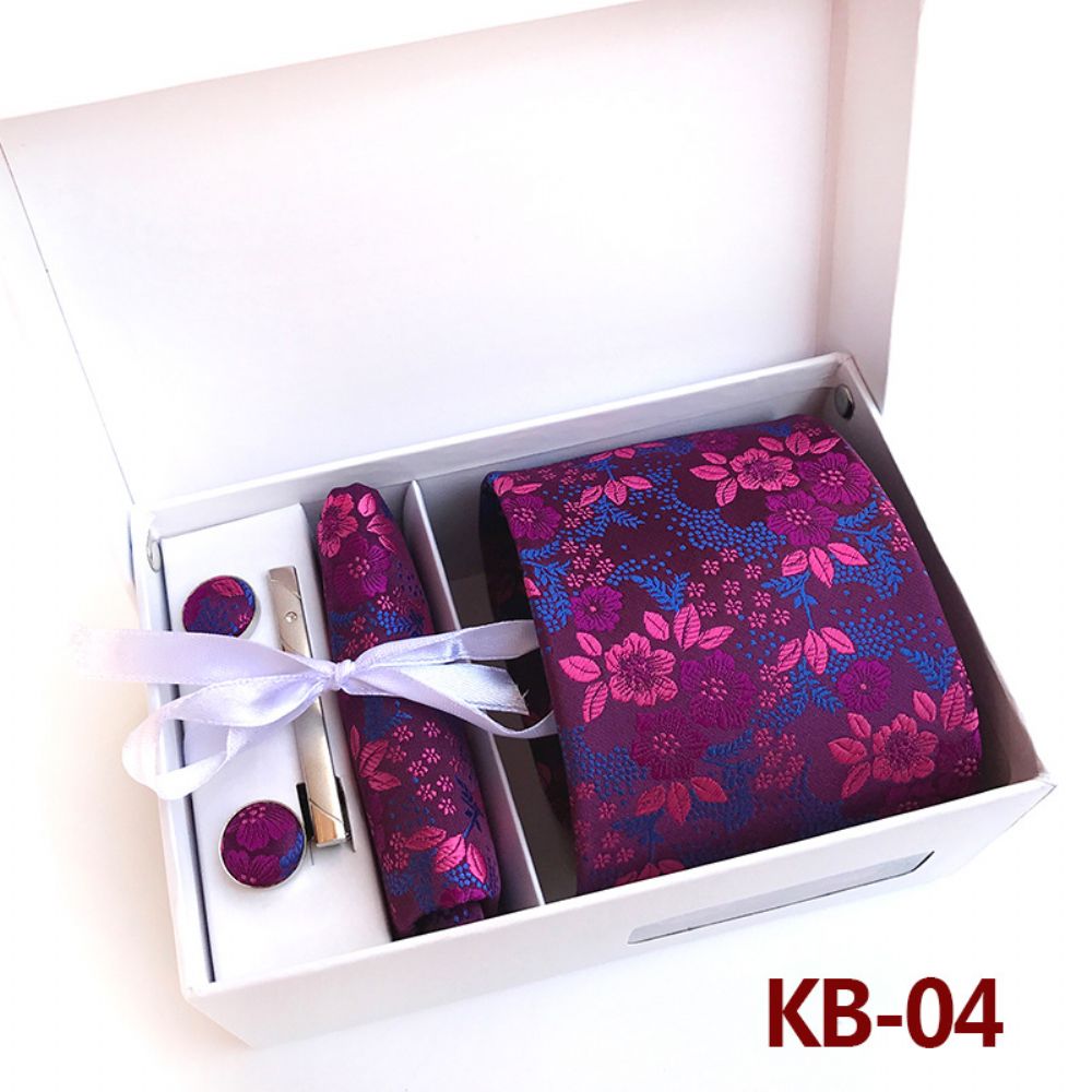 Coffret Cadeau Cravate Pour Homme Ensemble 6 Pièces Mariage À Grande Fleur