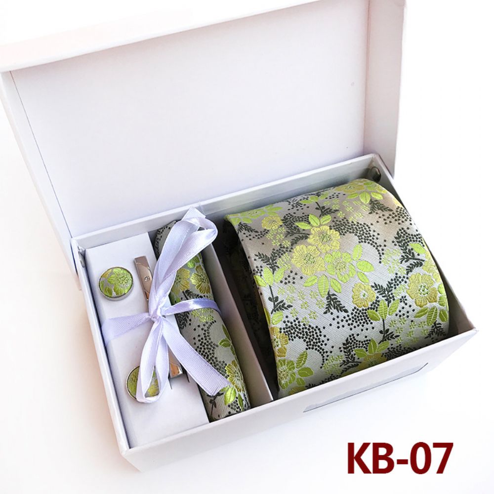 Coffret Cadeau Cravate Pour Homme Ensemble 6 Pièces Mariage À Grande Fleur