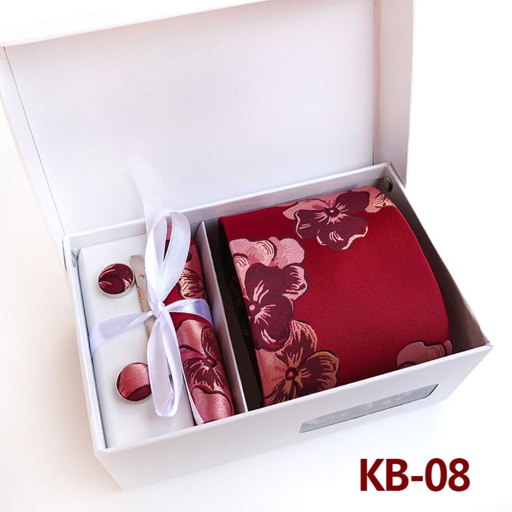 Coffret Cadeau Cravate Pour Homme Ensemble 6 Pièces Mariage À Grande Fleur