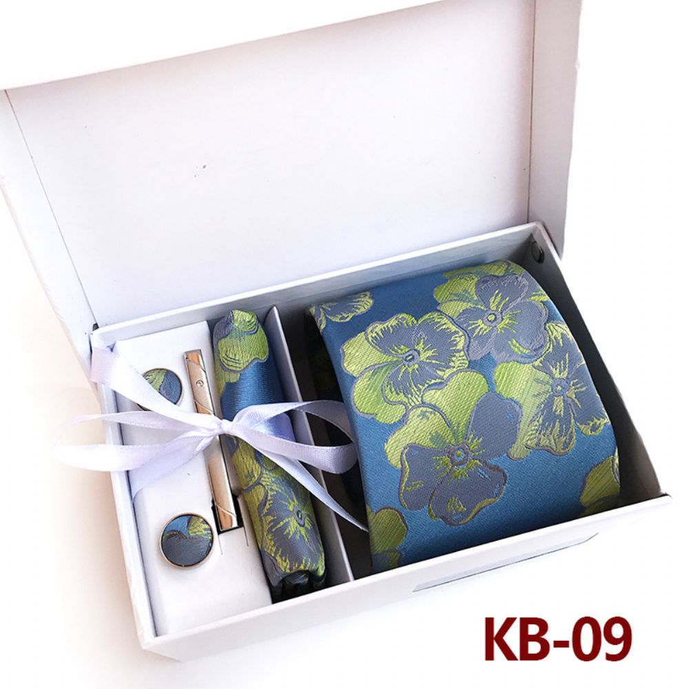 Coffret Cadeau Cravate Pour Homme Ensemble 6 Pièces Mariage À Grande Fleur